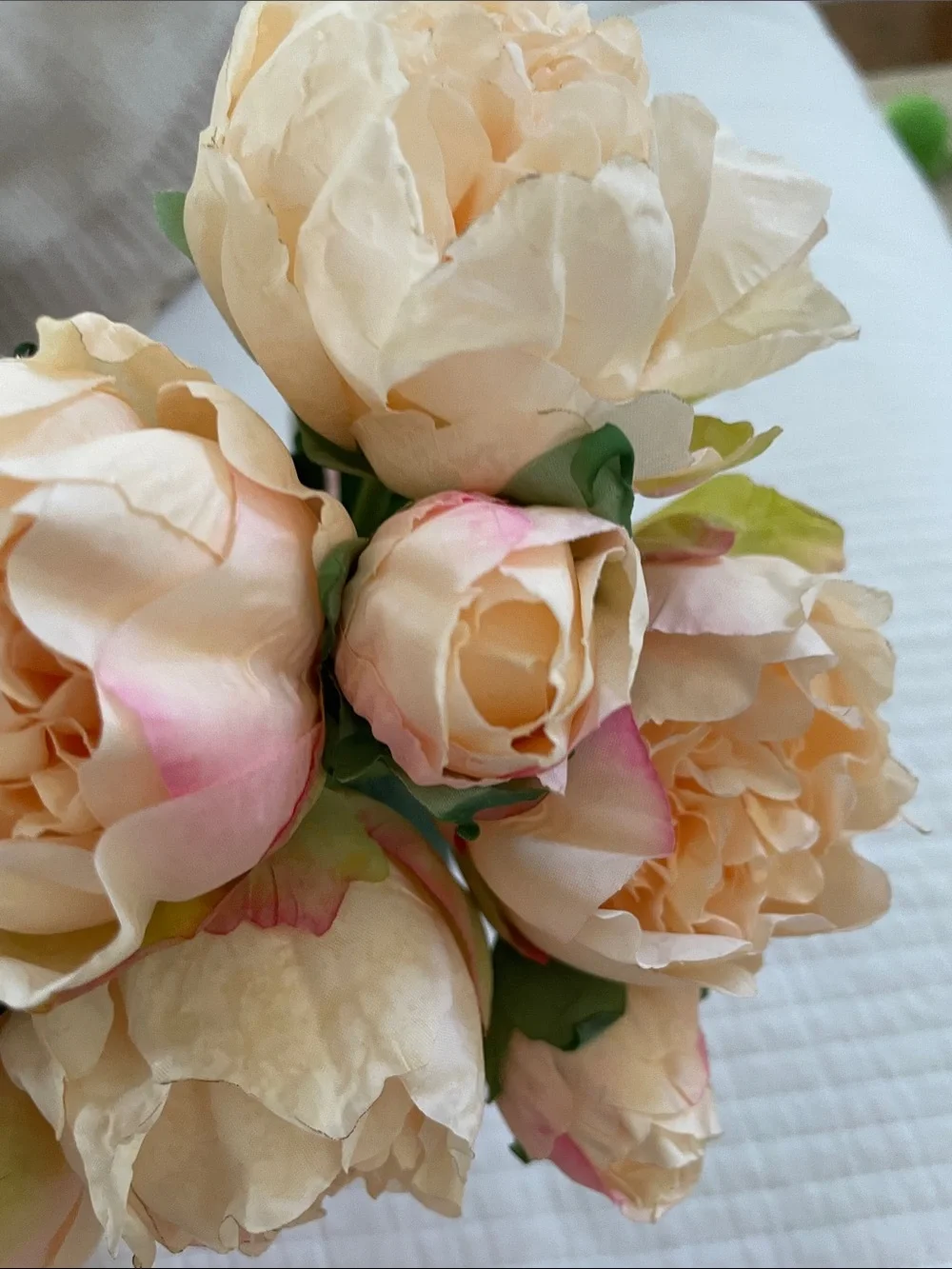 Peach pink  Blush Artificial Peony Bouquet - Home Accents